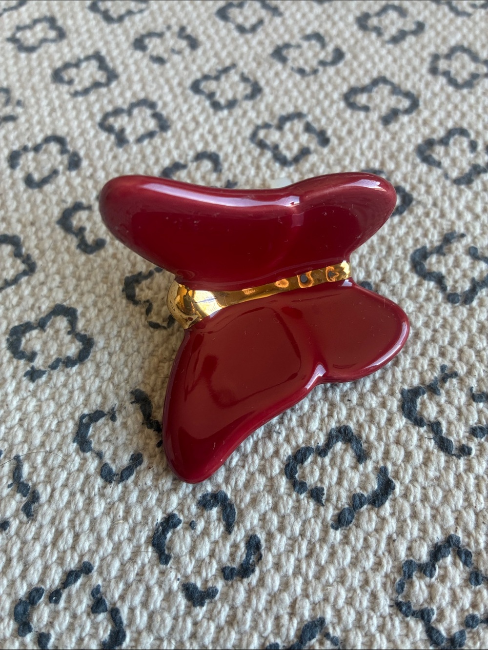 Nora Fleming Red Butterfly Charm with Gold Accent
